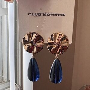 Club Monaco Gold and Dark Blue Drop Earrings